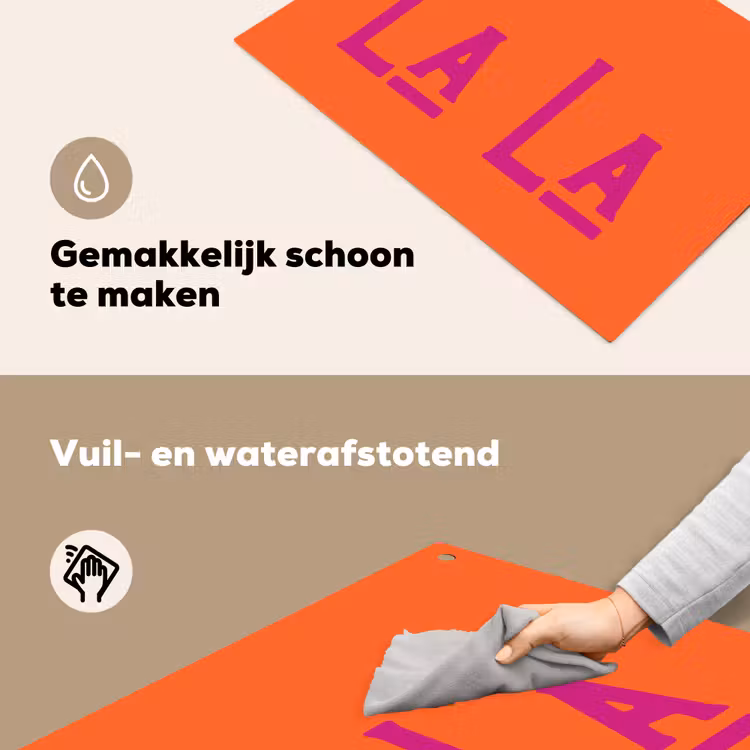 Oh la la - Oranje - Roze - Scheeflettertype Inductie beschemer met haakjes klein -ky-schoon-nl