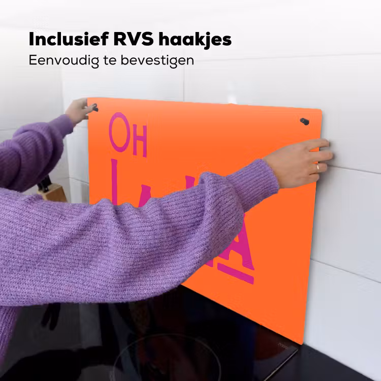 Oh la la - Oranje - Roze - Scheeflettertype Inductie beschemer met haakjes klein -ky-ophangen-nl