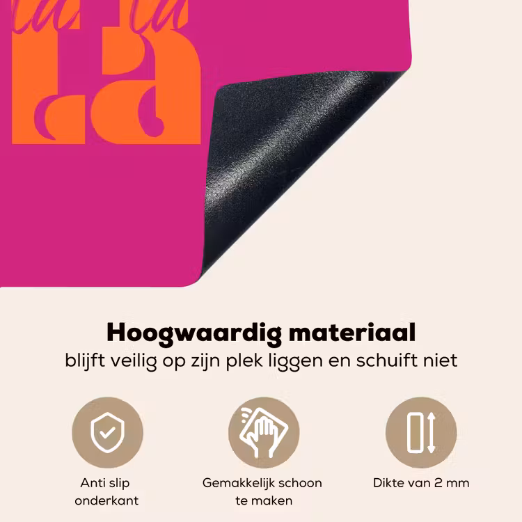 Oh la la - Roze - Oranje - Gestapelde letters Inductie beschemer met haakjes klein -ky-onderkant-nl