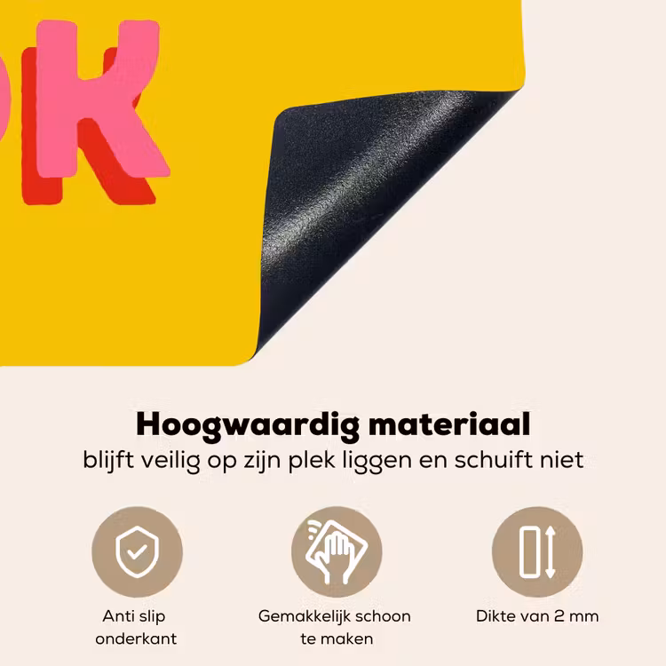 Oh ok - 3D - Geel - Roze Inductie beschemer met haakjes klein -ky-onderkant-nl