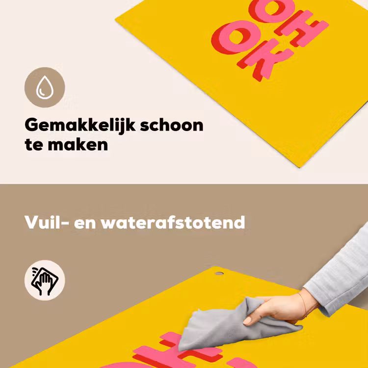 Oh ok - 3D - Geel - Roze Inductie beschemer met haakjes klein -ky-schoon-nl