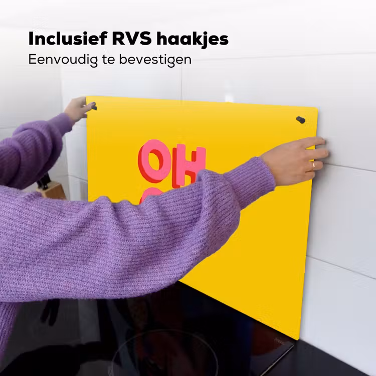 Oh ok - 3D - Geel - Roze Inductie beschemer met haakjes klein -ky-ophangen-nl