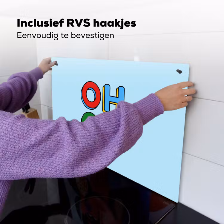 Oh ok - Blauw - Kleurrijk Inductie beschemer met haakjes klein -ky-ophangen-nl