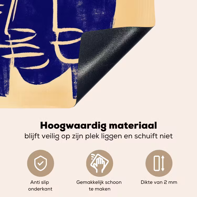Okergeel - Blauw - Eenvoudige lijnen Inductie beschemer met haakjes middel -ky-onderkant-nl