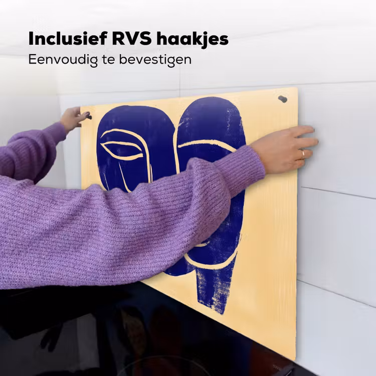Okergeel - Blauw - Eenvoudige lijnen Inductie beschemer met haakjes middel -ky-ophangen-nl