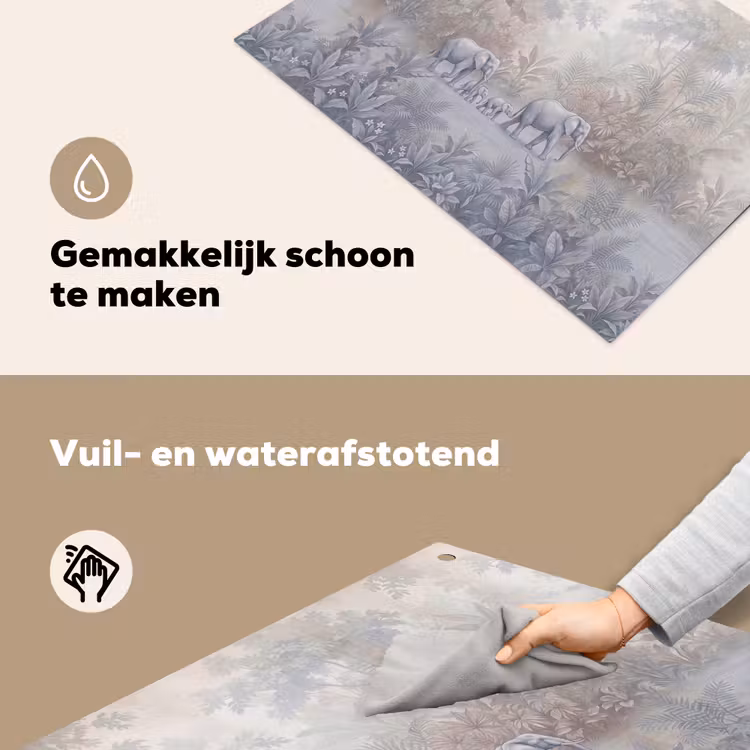 Olifant - Familie - Jungle - Illustratie - Grijs Inductie beschemer met haakjes klein -ky-schoon-nl