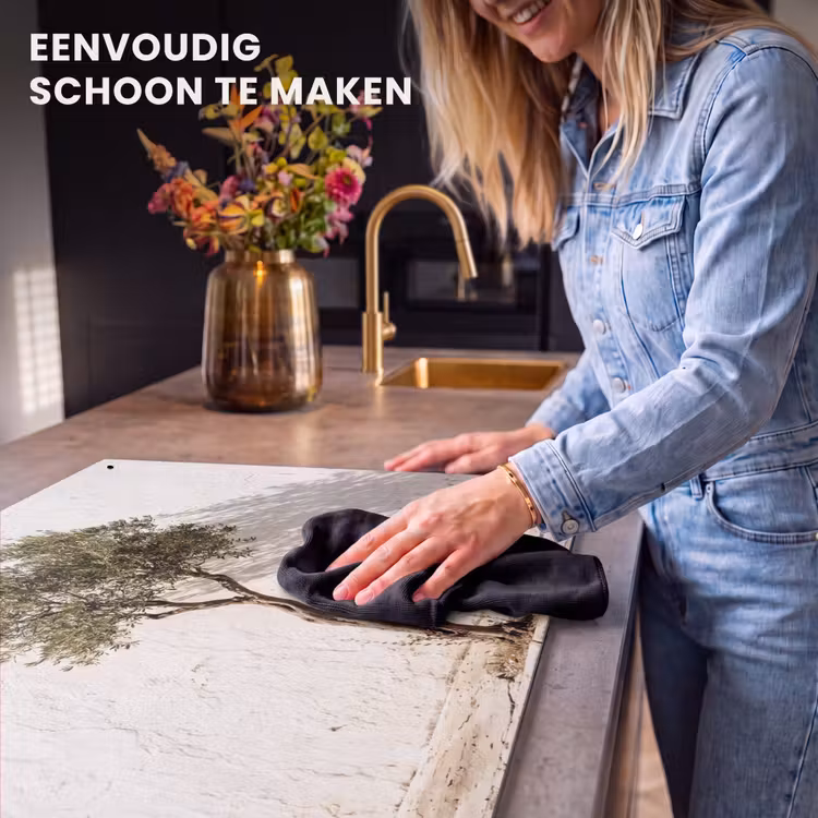 Inductiebeschermer & spatscherm (2in1) - Olijfboom - muur - wit - Olijfboom - muur - wit Inductie beschemer met haakjes klein