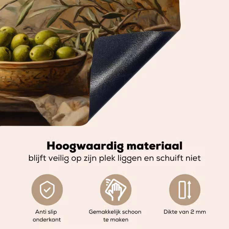 Olijven - Stilleven - Vintage Inductie beschemer met haakjes klein -ky-onderkant-nl
