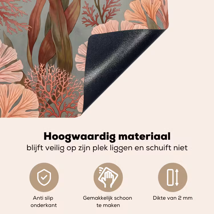 Onderwater - Planten - Vis - Vintage - Groen Inductie beschemer met haakjes klein -ky-onderkant-nl