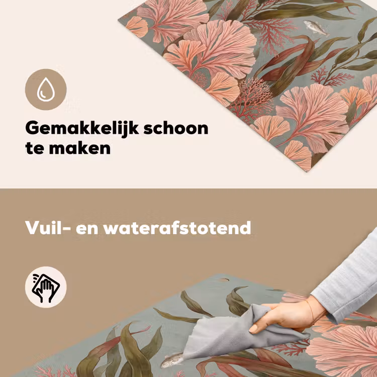 Onderwater - Planten - Vis - Vintage - Groen Inductie beschemer met haakjes klein -ky-schoon-nl