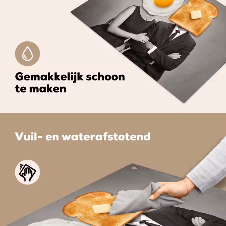 Ontbijt - Koppel - Ei - Brood Inductie beschemer met haakjes klein -ky-schoon-nl