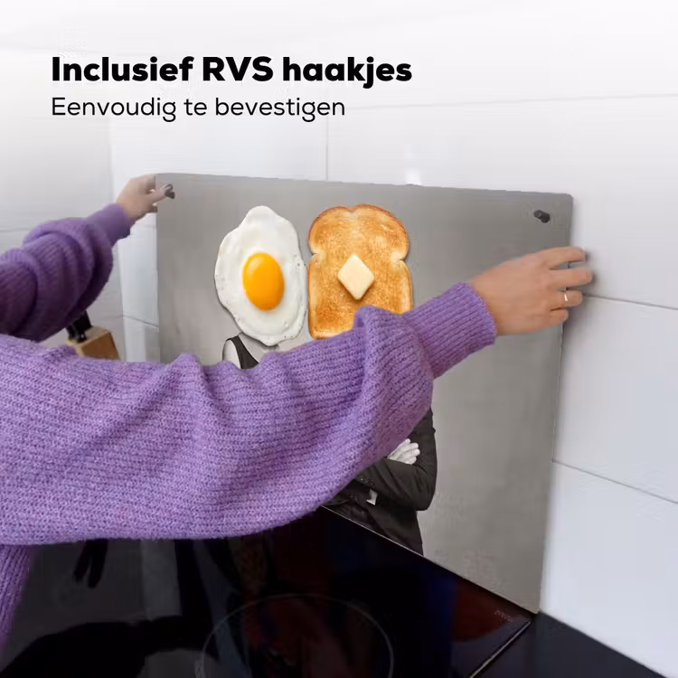 Ontbijt - Koppel - Ei - Brood Inductie beschemer met haakjes klein -ky-ophangen-nl