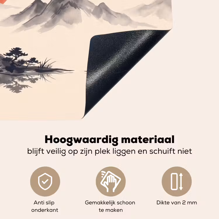 Oosters - Kraanvogels - Landschap Inductie beschemer met haakjes klein -ky-onderkant-nl