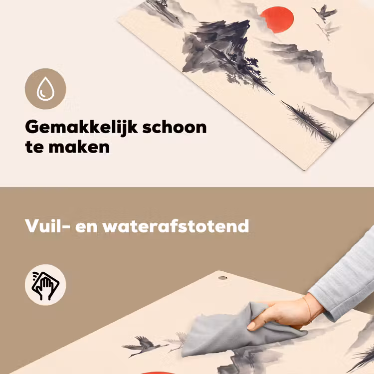 Oosters - Kraanvogels - Landschap Inductie beschemer met haakjes klein -ky-schoon-nl