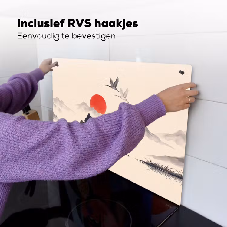 Oosters - Kraanvogels - Landschap Inductie beschemer met haakjes klein -ky-ophangen-nl
