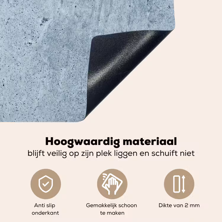 Oppervlak - Ruw - Abstract - Modern - Grijs Inductie beschemer met haakjes klein -ky-onderkant-nl
