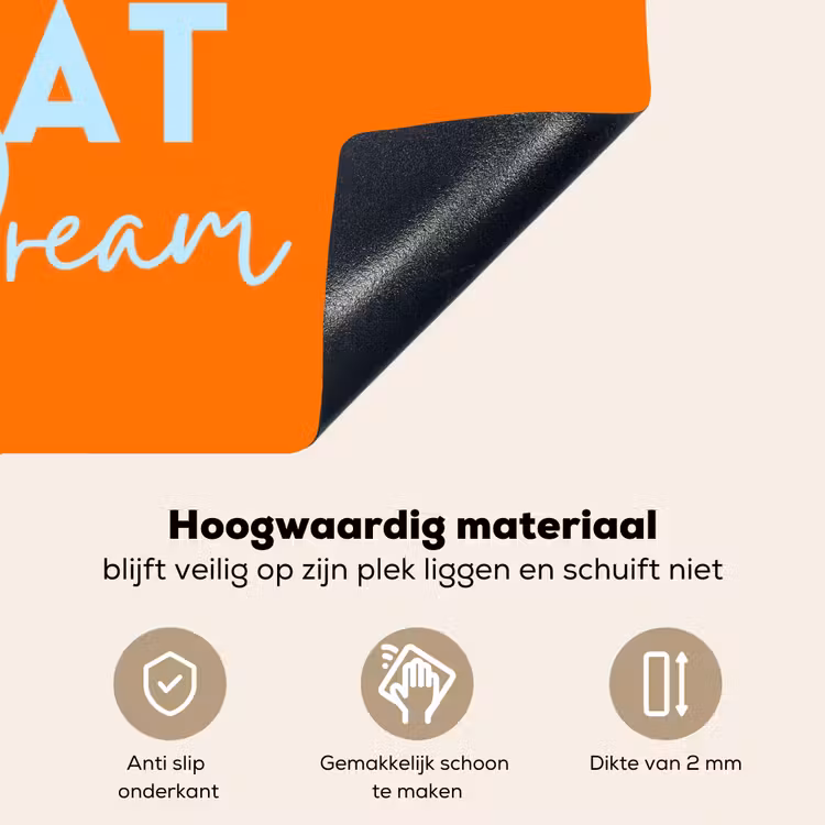 Oranje - Blauw - Go get that dream Inductie beschemer met haakjes klein -ky-onderkant-nl