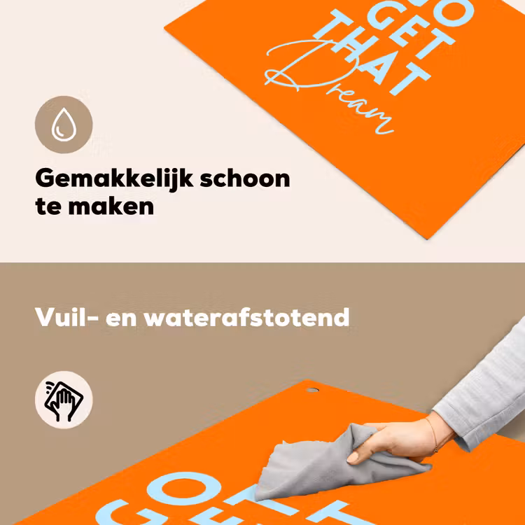 Oranje - Blauw - Go get that dream Inductie beschemer met haakjes klein -ky-schoon-nl