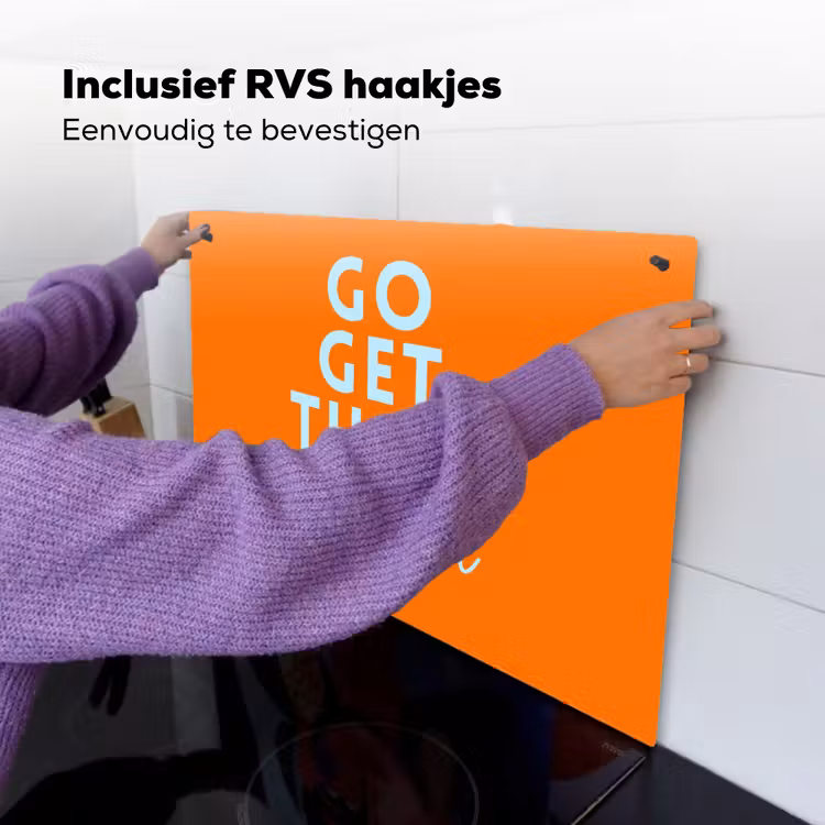 Oranje - Blauw - Go get that dream Inductie beschemer met haakjes klein -ky-ophangen-nl