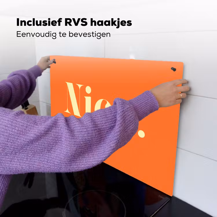 Oranje - Gebroken wit - Nice Inductie beschemer met haakjes klein -ky-ophangen-nl
