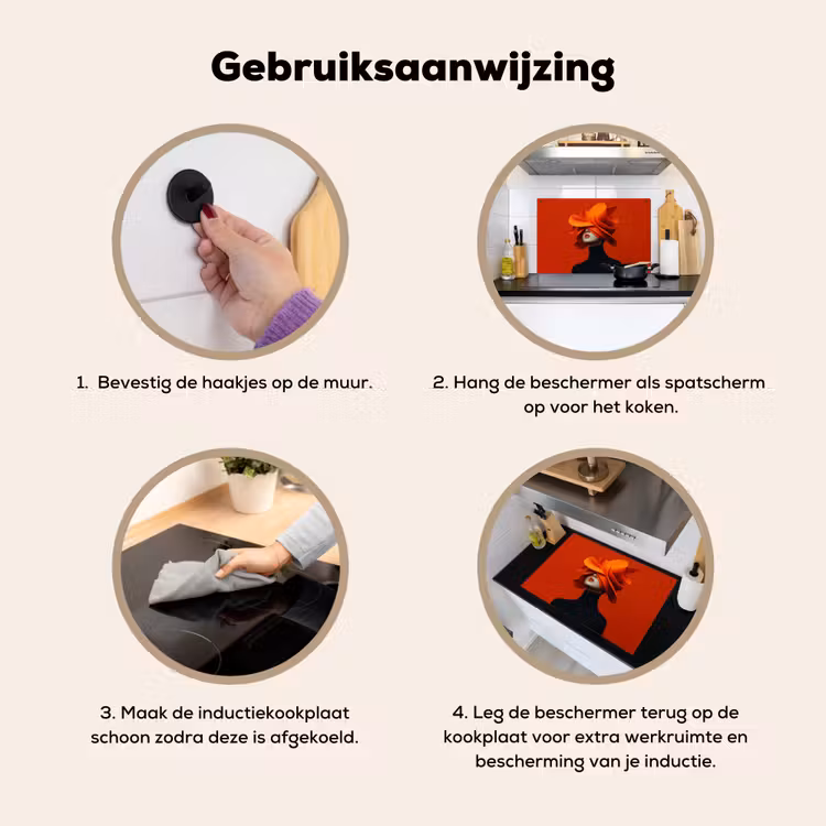 Oranje - Hoed - Vrouw Inductie beschemer met haakjes klein -ky-gebruik-nl