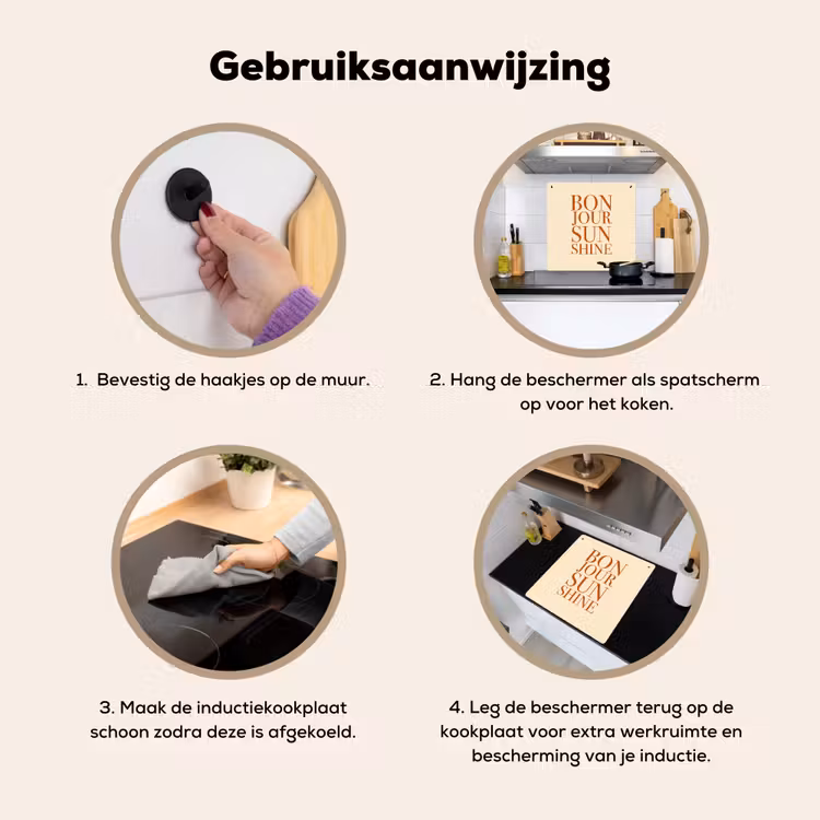 Oranje - Quote - Sun Inductie beschemer met haakjes middel -ky-gebruik-nl