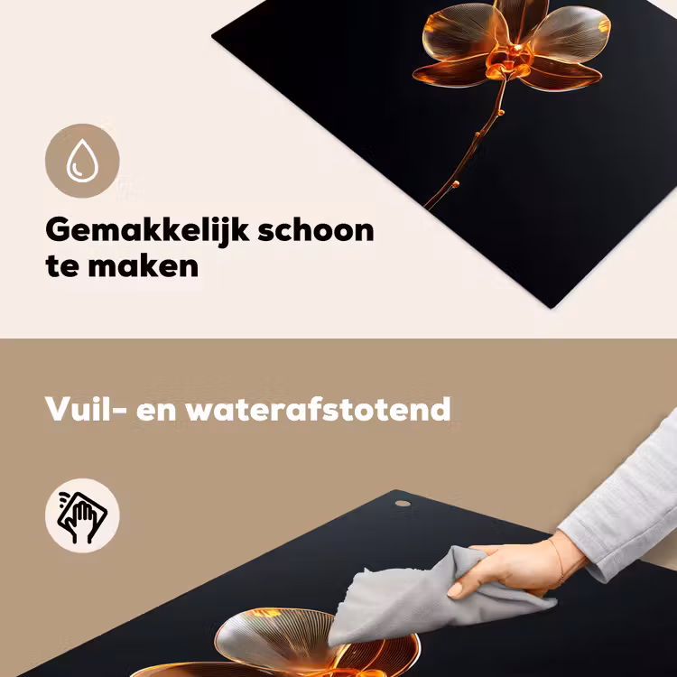 Orchidee - Doorzichtig - Bloem Inductie beschemer met haakjes klein -ky-schoon-nl