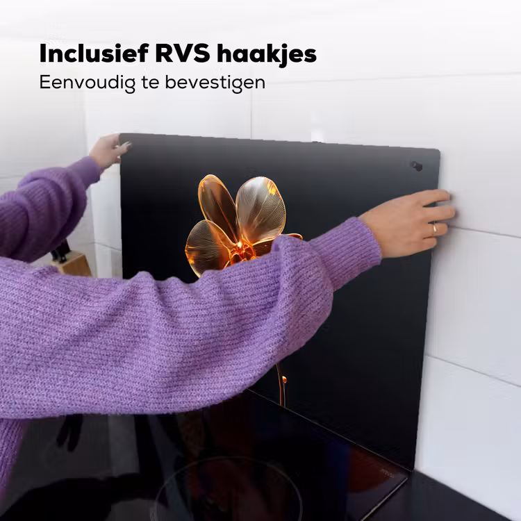 Orchidee - Doorzichtig - Bloem Inductie beschemer met haakjes klein -ky-ophangen-nl