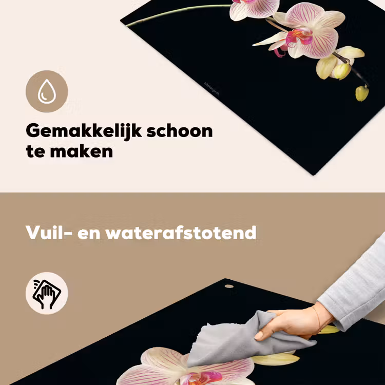 Orchidee - Roze - Bloemen Inductie beschemer met haakjes klein -ky-schoon-nl