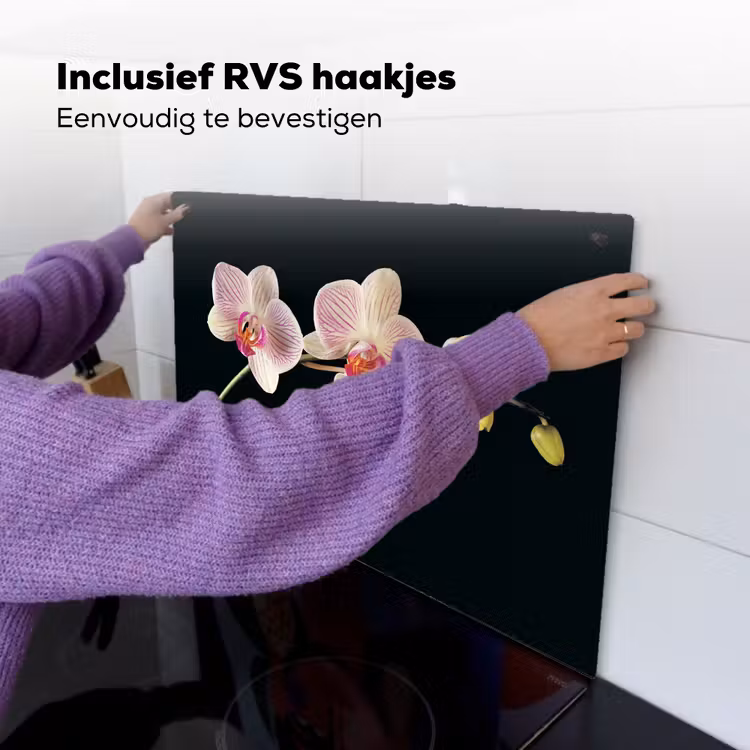 Orchidee - Roze - Bloemen Inductie beschemer met haakjes klein -ky-ophangen-nl