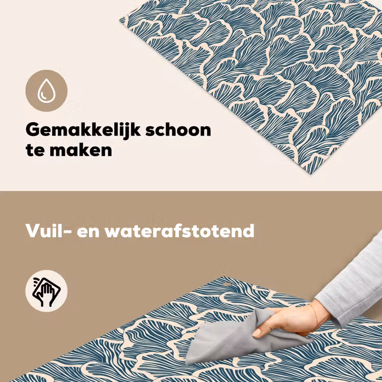 Organisch - Blauw - Crème - Schelpen Inductie beschemer met haakjes klein 777 -ky-schoon-nl
