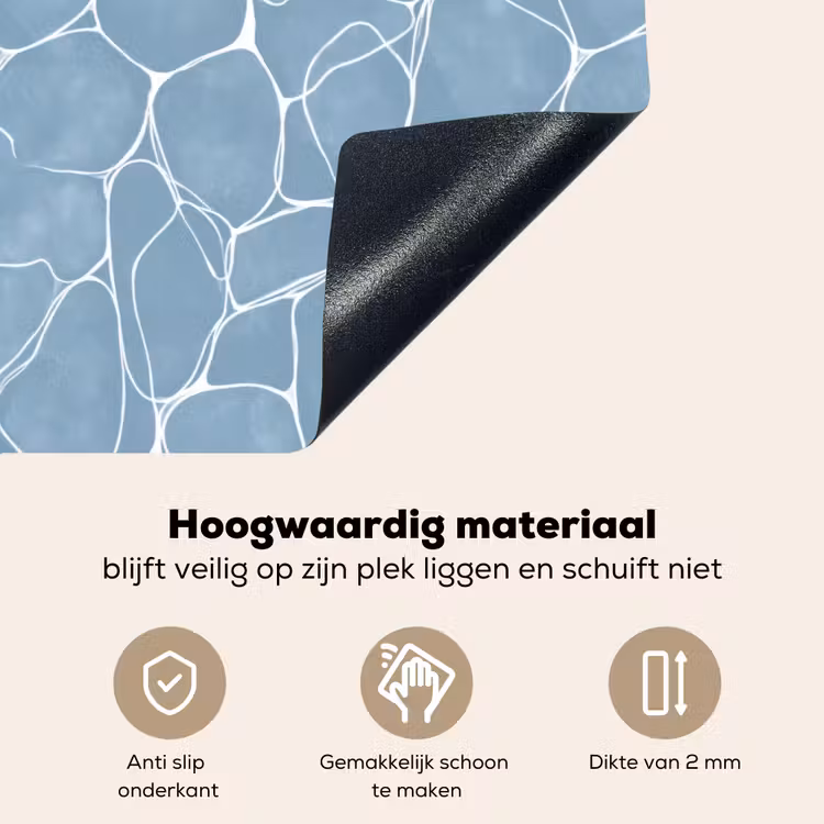 Organisch - Patroon - Blauw Inductie beschemer met haakjes klein 777 -ky-onderkant-nl
