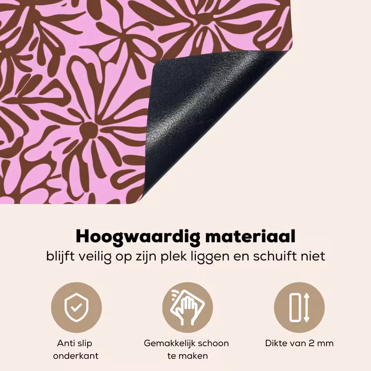 Organisch - Patroon - Roze Inductie beschemer met haakjes klein 777 -ky-onderkant-nl