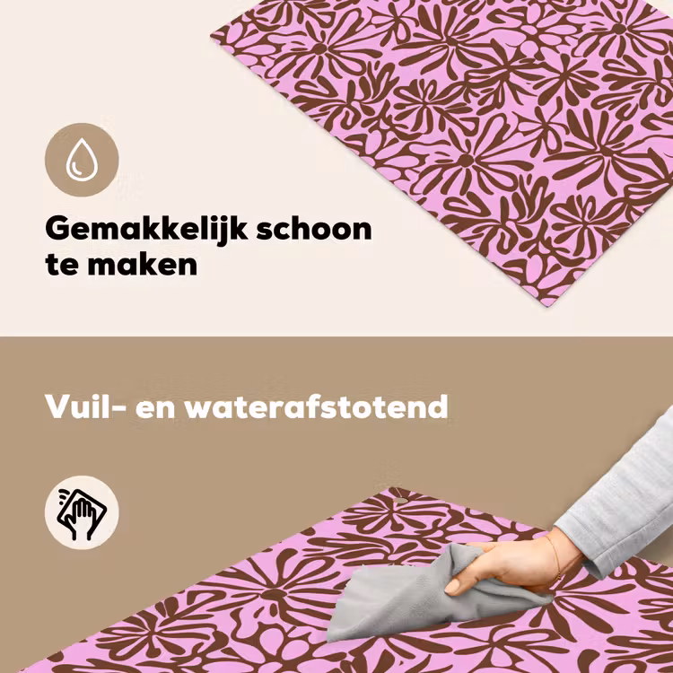 Organisch - Patroon - Roze Inductie beschemer met haakjes klein 777 -ky-schoon-nl