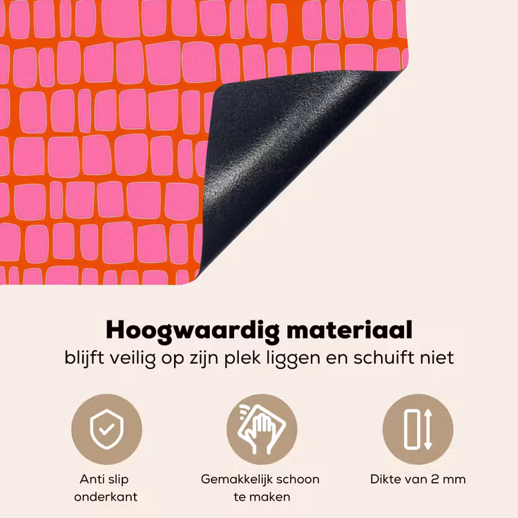 Organisch - Raster - Roze Inductie beschemer met haakjes klein 777 -ky-onderkant-nl