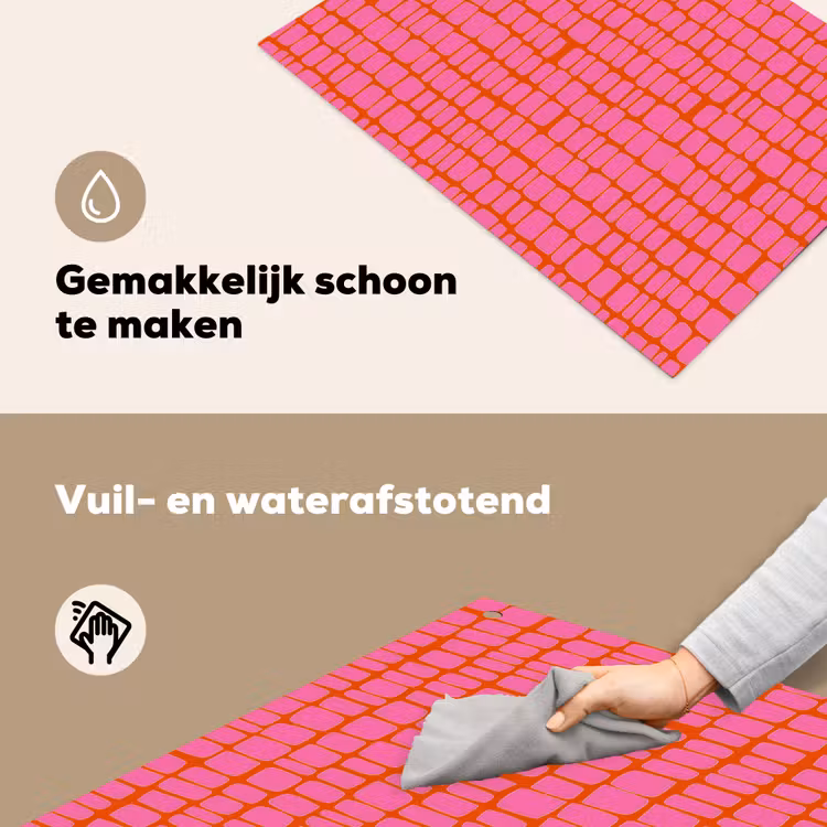 Organisch - Raster - Roze Inductie beschemer met haakjes klein 777 -ky-schoon-nl