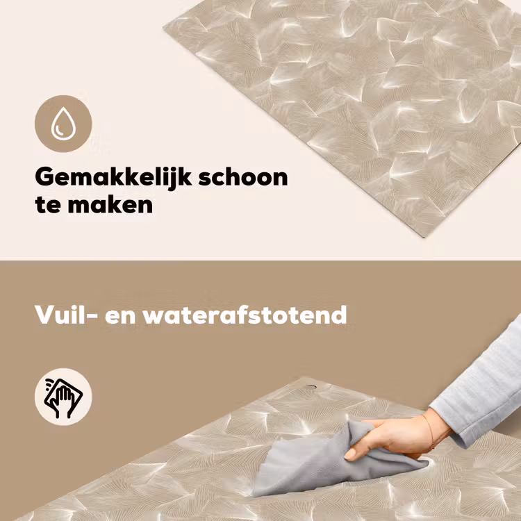 Organisch - Textuur - Beige Inductie beschemer met haakjes klein 777 -ky-schoon-nl