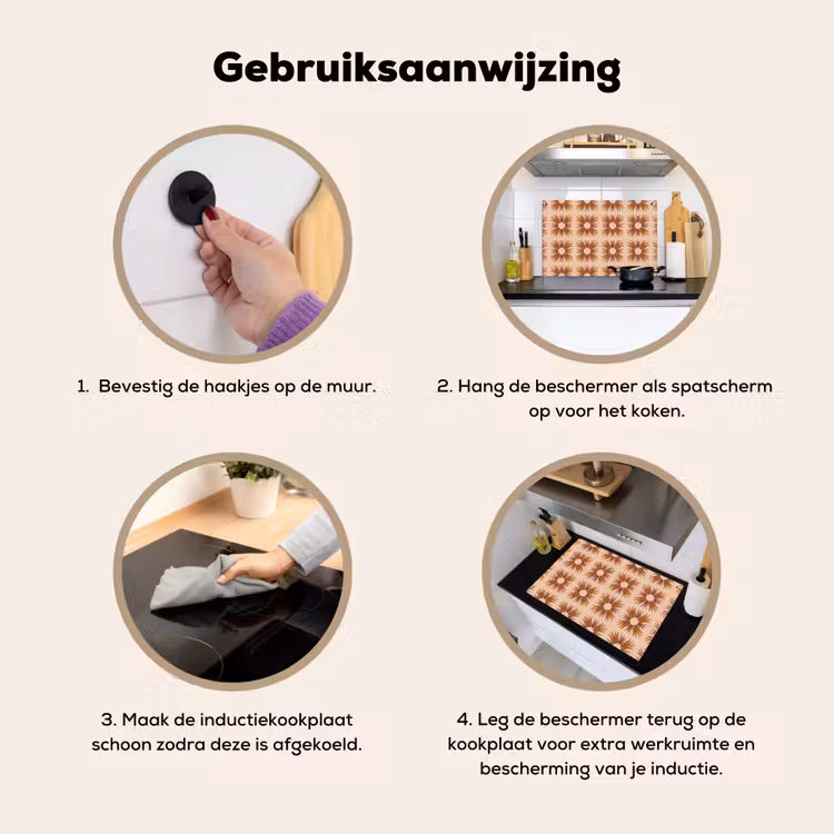 Ornament - Patroon - Oker Inductie beschemer met haakjes klein 777 -ky-gebruik-nl