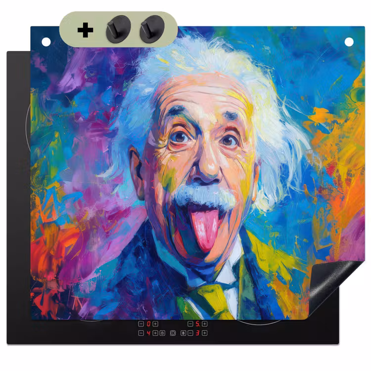Oude man - Expressief - Kleurrijk Inductie beschemer met haakjes middel -3d
