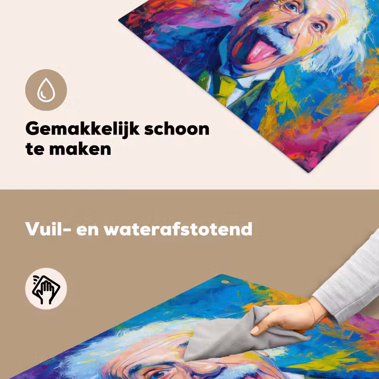 Oude man - Expressief - Kleurrijk Inductie beschemer met haakjes middel -ky-schoon-nl