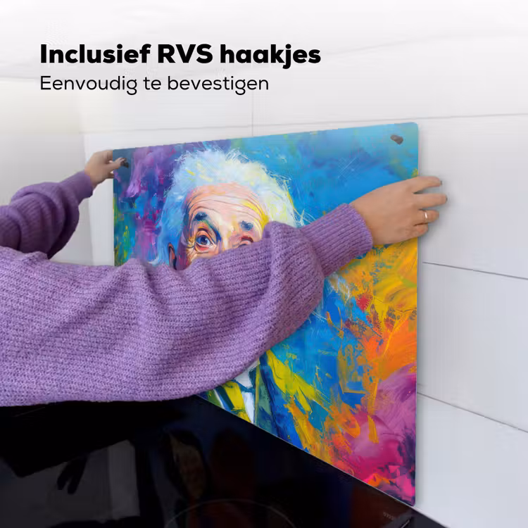 Oude man - Expressief - Kleurrijk Inductie beschemer met haakjes middel -ky-ophangen-nl