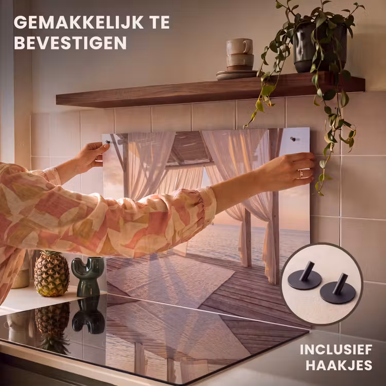 Overkapping - Zee - Zonsondergang - Vakantie - Rust Inductie beschemer met haakjes klein -ky-ophangen-nl
