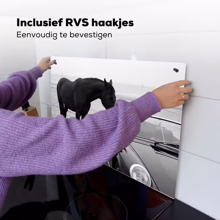 Paard - Auto - Zwart - Wit Inductie beschemer met haakjes klein -ky-ophangen-nl