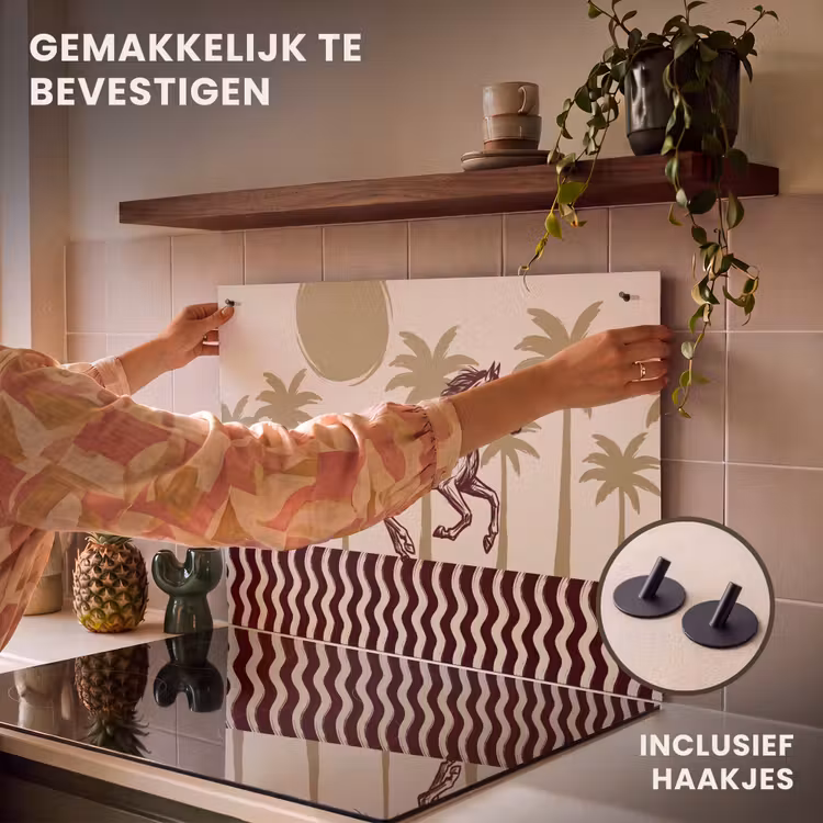 Paard - Galopperend - Woestijn - Illustratie Inductie beschemer met haakjes klein -ky-ophangen-nl