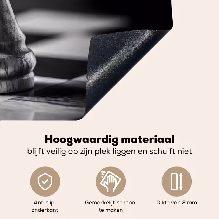Paard - Hout - Schaalbord - Zwart Inductie beschemer met haakjes klein -ky-onderkant-nl