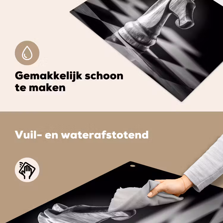 Paard - Hout - Schaalbord - Zwart Inductie beschemer met haakjes klein -ky-schoon-nl