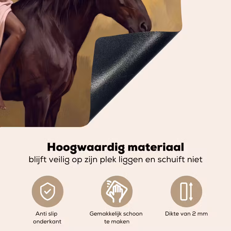 Paard - Klassiek - Oker Inductie beschemer met haakjes klein -ky-onderkant-nl