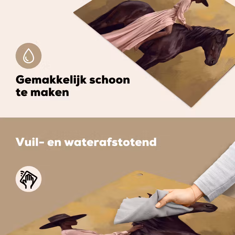 Paard - Klassiek - Oker Inductie beschemer met haakjes klein -ky-schoon-nl