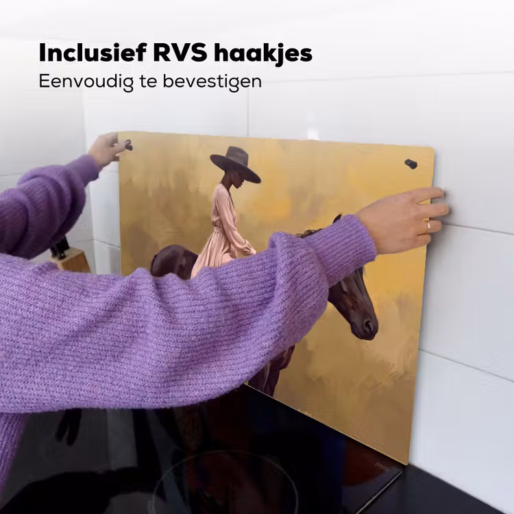 Paard - Klassiek - Oker Inductie beschemer met haakjes klein -ky-ophangen-nl