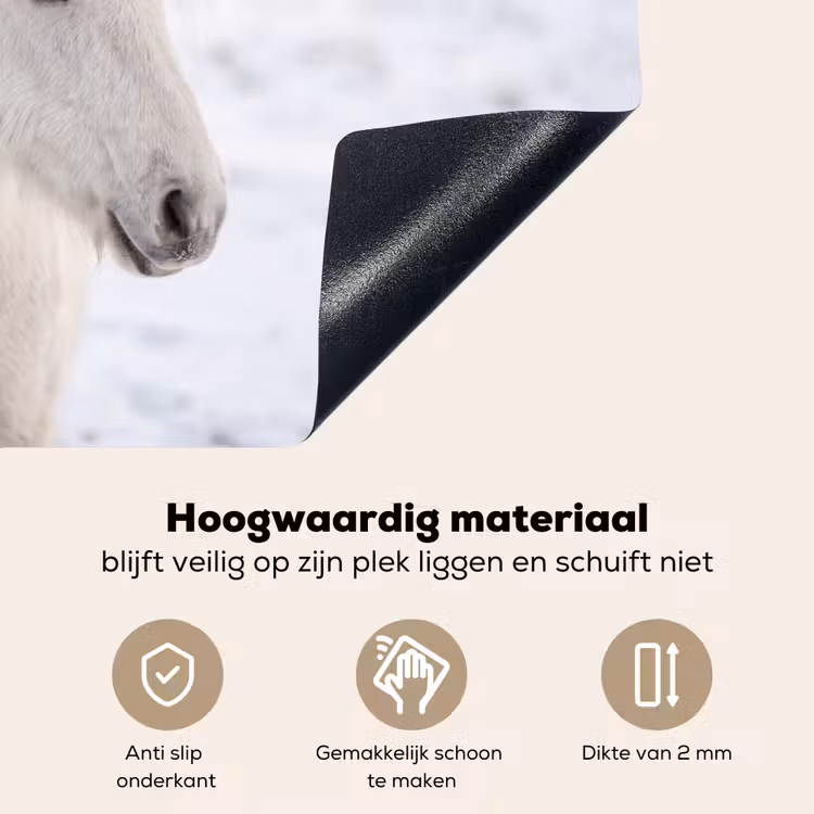 Paard - Kop - Winter - Dieren - Wit Inductie beschemer met haakjes klein -ky-onderkant-nl